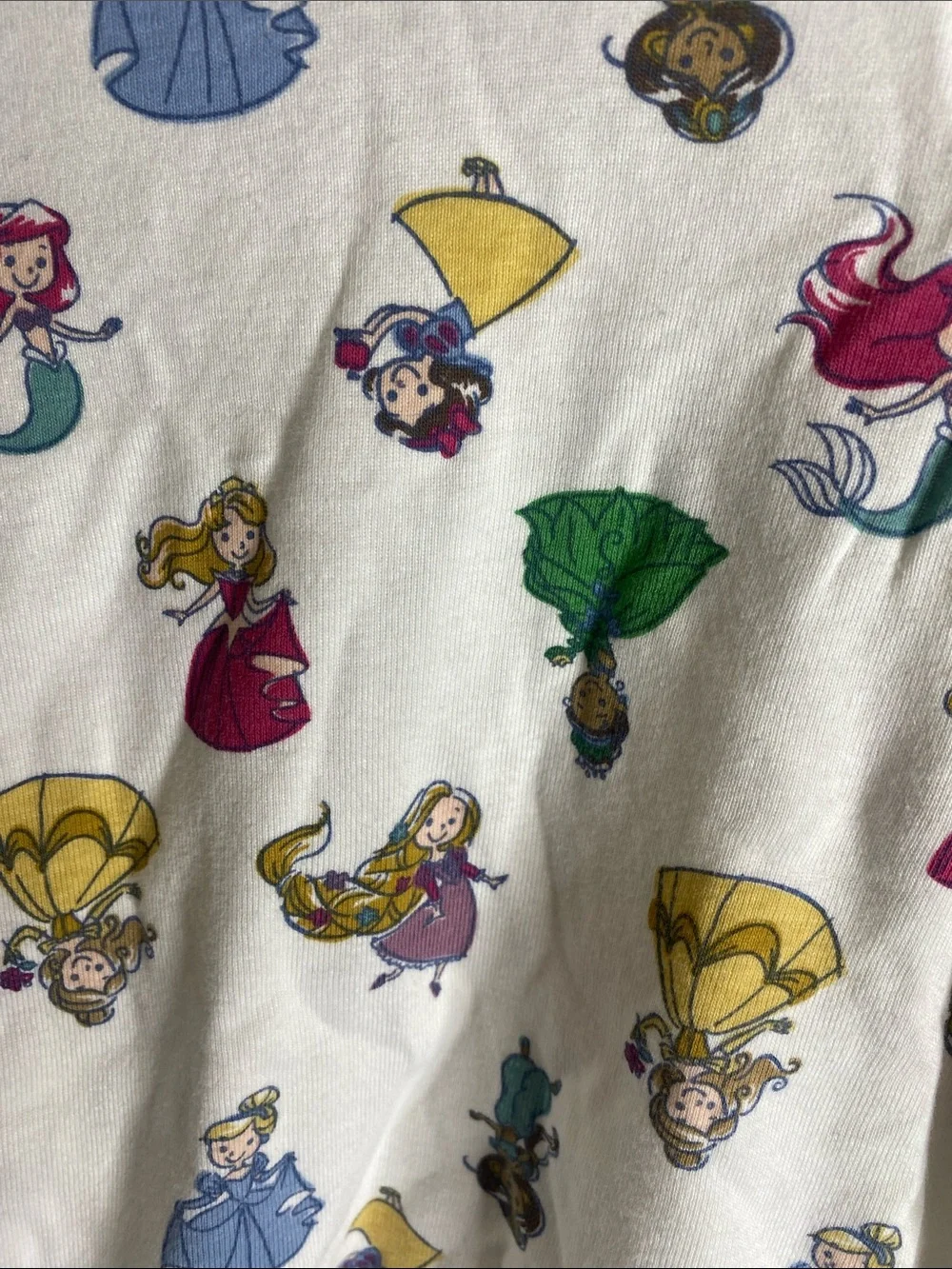 Gap Disney Cream Kids Pajama Set with Multicolor Princesses Print